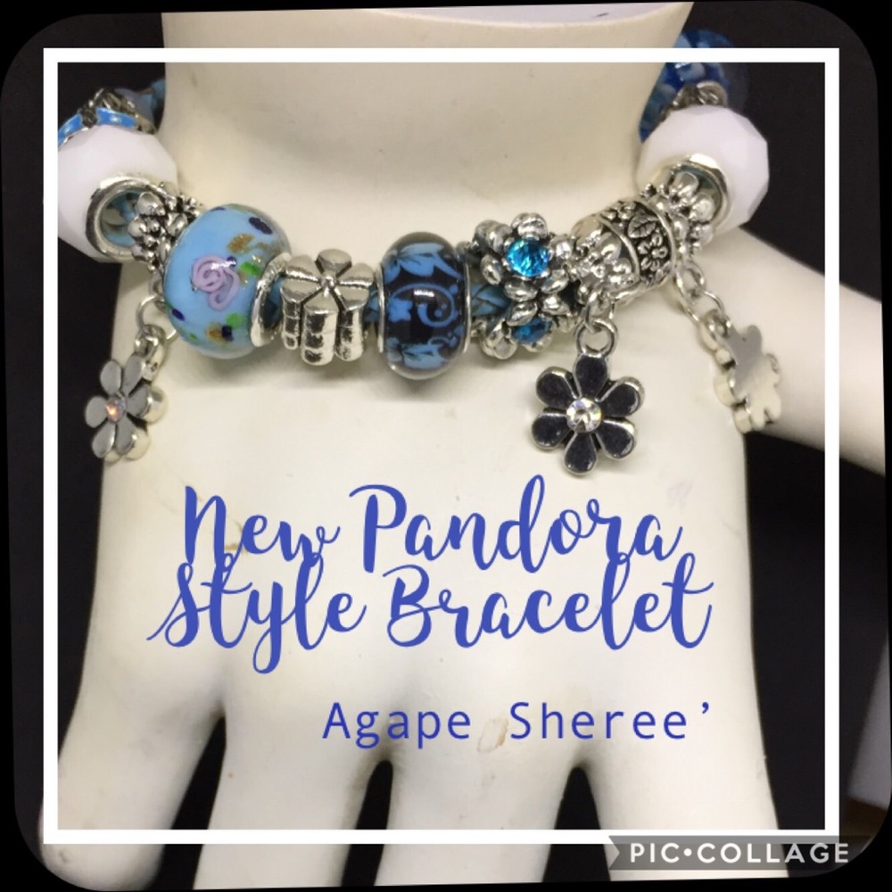 Blue Braided Cord Charm Bracelet